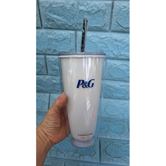 Ly uống nước 2 lớp Lock and Lock 750ml kèm ống hút