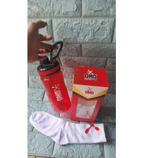 Combo bình thể thao dung tích 1100ml màu đỏ +vớ cổ cao