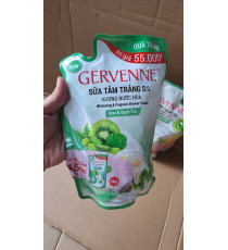 Túi Sữa tắm trắng da Gervenne hương nước hoa chiết xuất Bạch Trà và Kiwi 450g