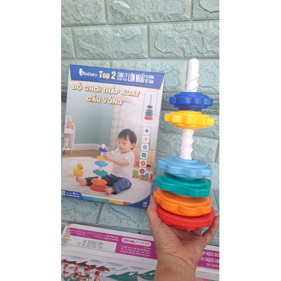 Đồ chơi tháp xoay cầu vồng 6 tầng cho bé Đồ chơi tháp xoay cầu vồng 6 tầng cho bé