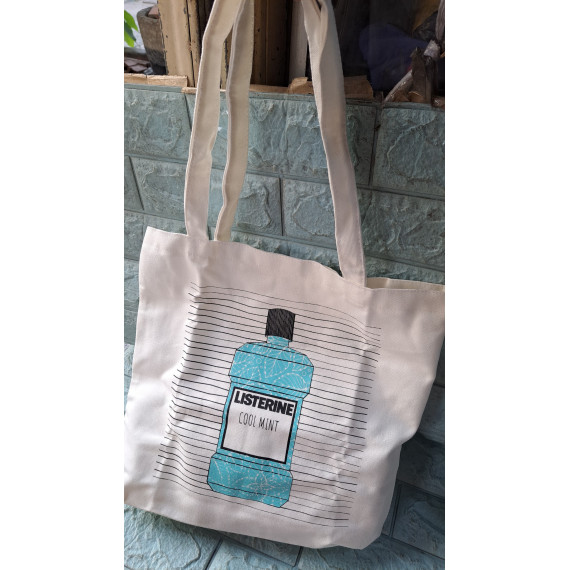 Túi vải canvas Listerin có gai dính trên miệng túi