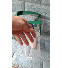 Combo 2 túi nhựa trong quai xách màu xanh lá