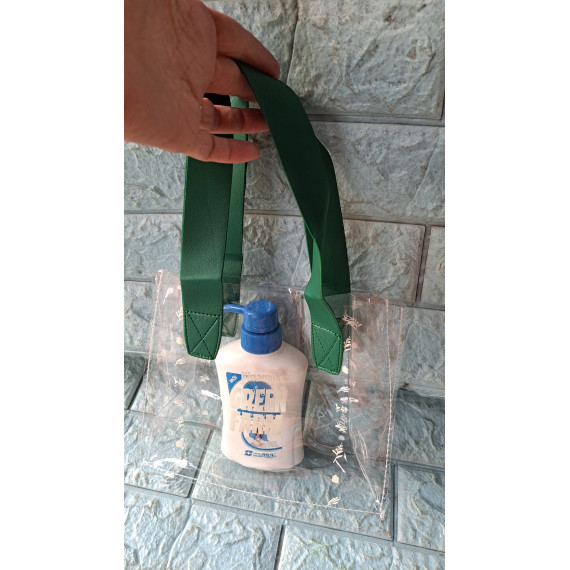 Combo 2 túi nhựa trong quai xách màu xanh lá