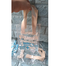 Combo 2 túi nhựa trong quai xách màu kem