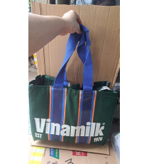 Túi sọc tote size lớn Vinamilk có dây kéo