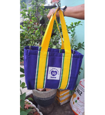 Túi tote sọc size lớn Vinamilk có dây kéo