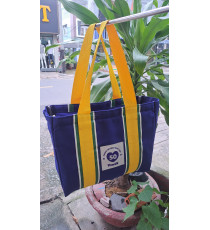 Túi tote sọc size lớn Vinamilk có dây kéo