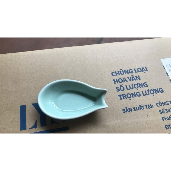 Combo 5 cái gát muỗng bằng sứ Minh Long MÀU XANH