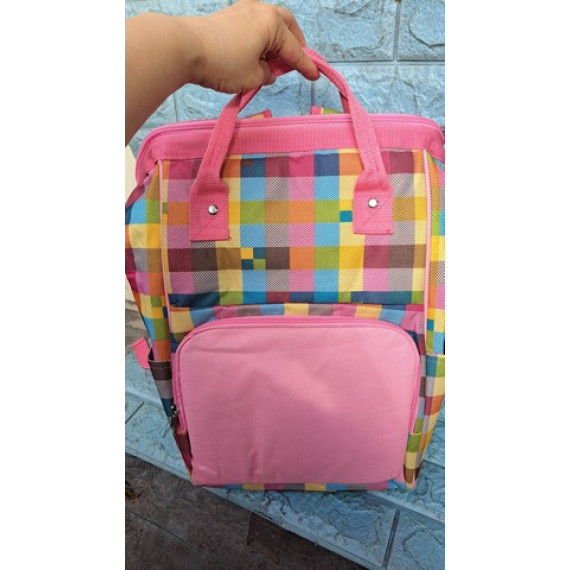 Balo miệng rộng Friso caro hồng Balo miệng rộng Friso caro hồng