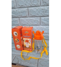 Bình nước học sinh có dây đeo hình hươu màu cam