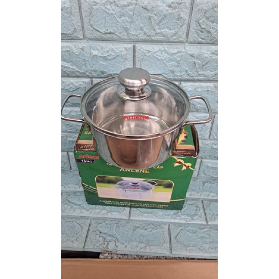Nồi inox 430 nắp kiếng bếp từ Tithafac 18cm Quà từ Anlene