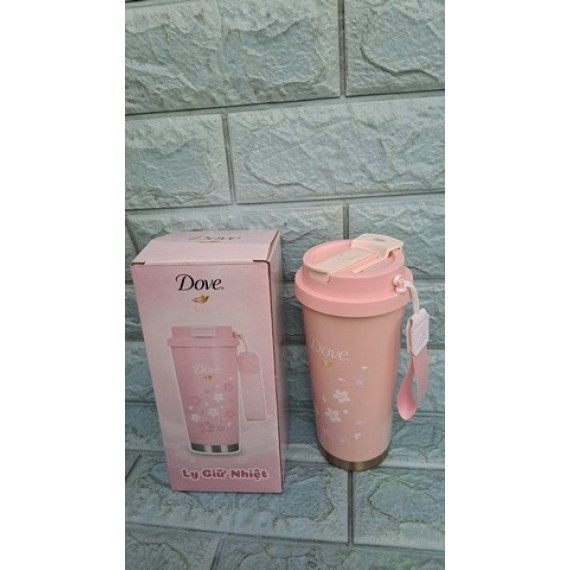 Ly Giữ Nhiệt Dove 500ml Inox 316 Tặng Kèm Ống Hút Màu Hồng