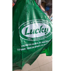 Áo mưa cánh dơi nhựa dẻo hông không nút cài xanh lá Lucky