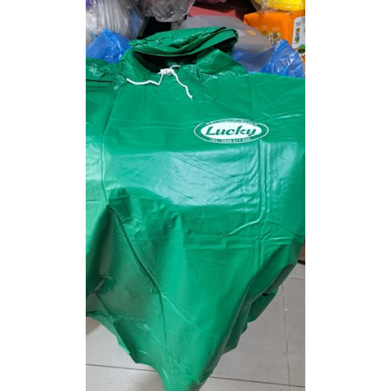 Áo mưa cánh dơi nhựa dẻo hông không nút cài xanh lá Lucky