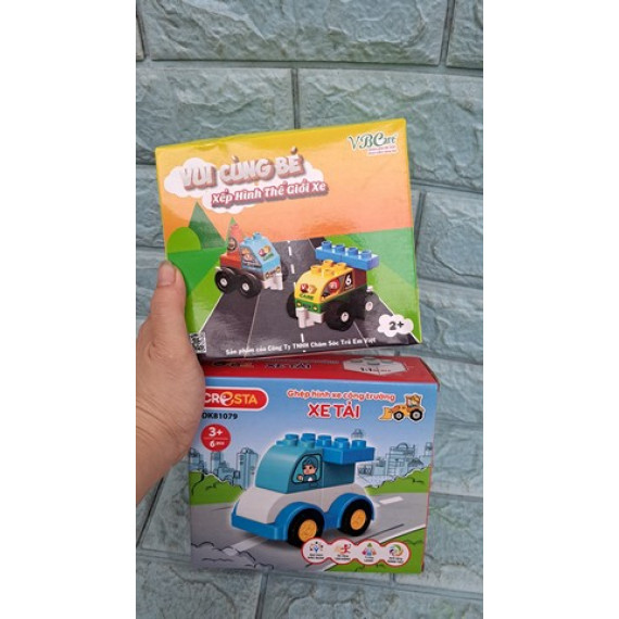 COmbo 2 xe đồ chơi lắp ráp xe tải cho bé