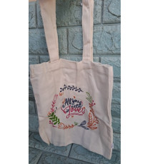 Túi đeo vai tote vải bố không dây kéo