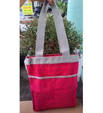 Túi vải bố canvas có dây kéo màu hồng