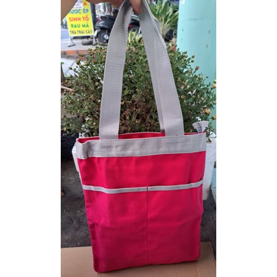 Túi vải bố canvas có dây kéo màu hồng Túi vải bố canvas có dây kéo màu hồng